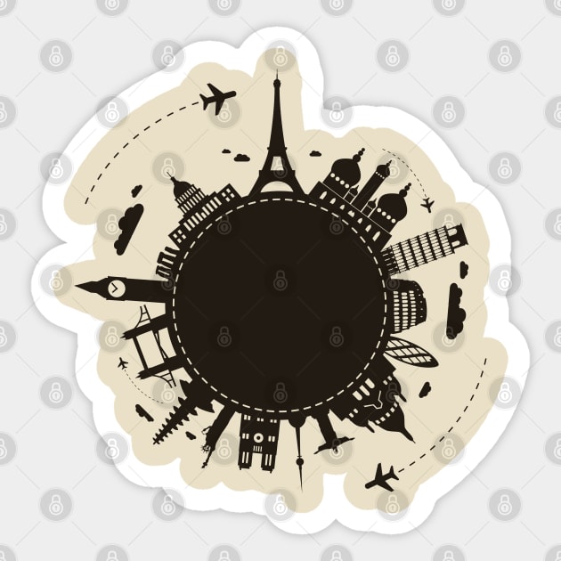 Travel Around The World Sticker by Mako Design 